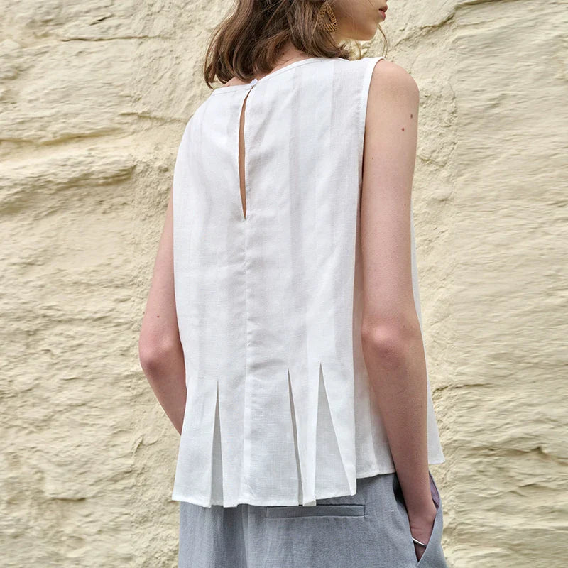 Morgan & Brooke | Pleated Hem Linen Top