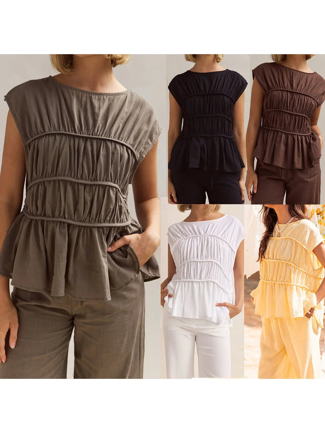Morgan & Brooke | Ruched Peplum Cotton-Blend Top