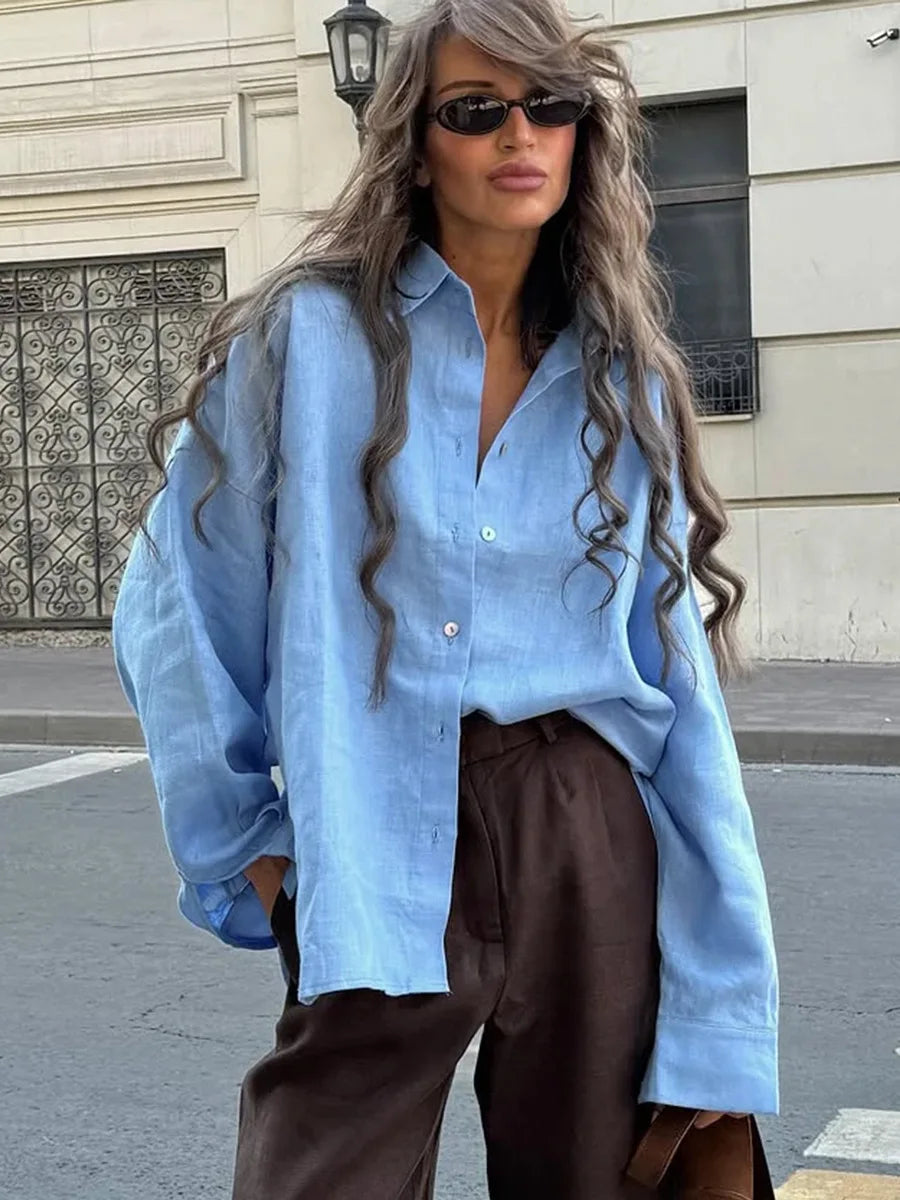 Morgan & Brooke | Blue Relaxed Fit Cotton Shirt