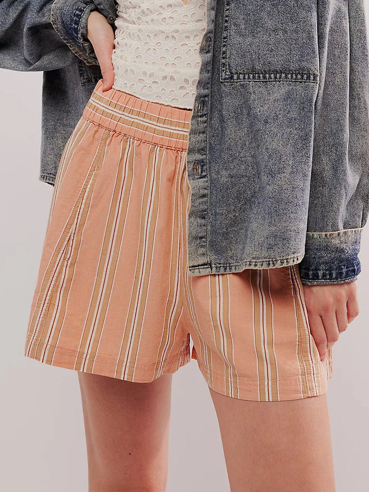 Morgan & Brooke | Sand High-Waist Drawstring Linen Shorts