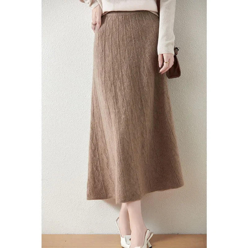 Morgan & Brooke | High-Waist Ribbed Merino Knit Skirt