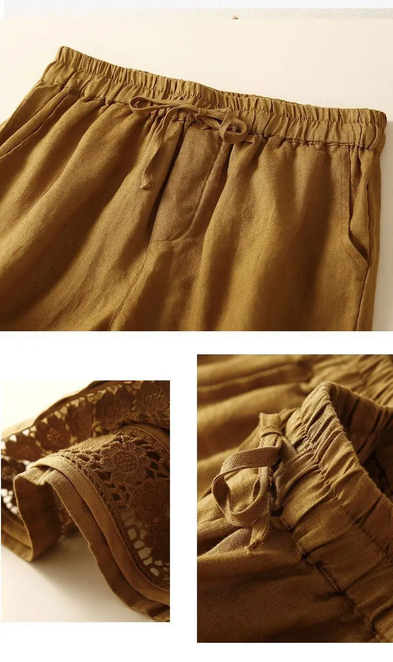 Morgan & Brooke | Embroidered Linen Shorts