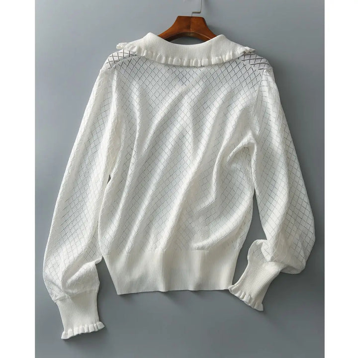 Morgan & Brooke | Ivory Diamond Pointelle Knit Top