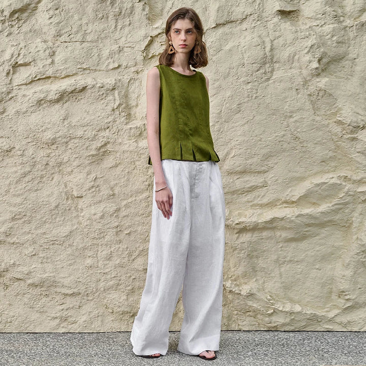Morgan & Brooke | Pleated Hem Linen Top