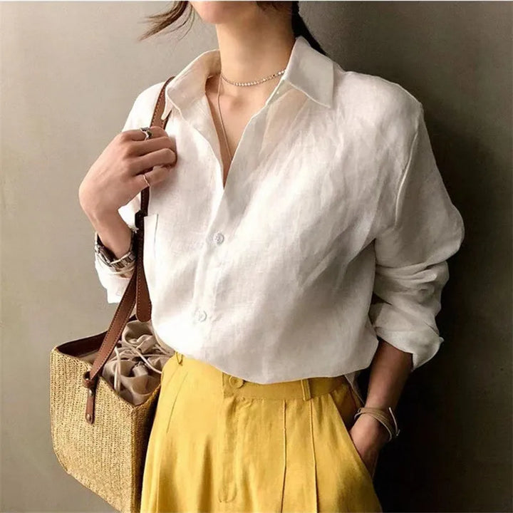 Morgan & Brooke | Open-Collar Linen Shirt