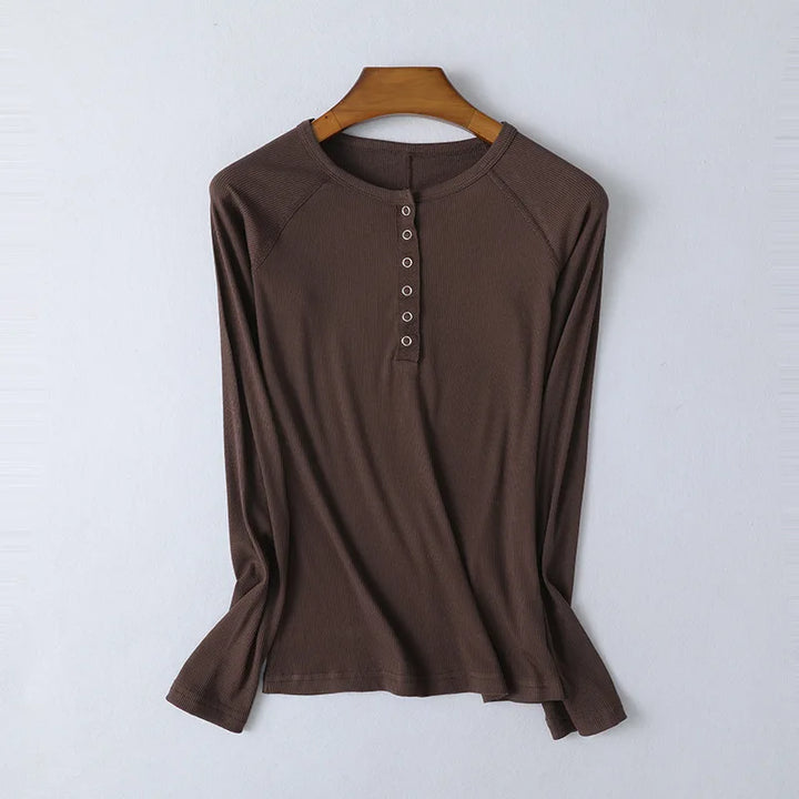 Morgan & Brooke | Pop-Button Front Relaxed-Fit Cotton Top
