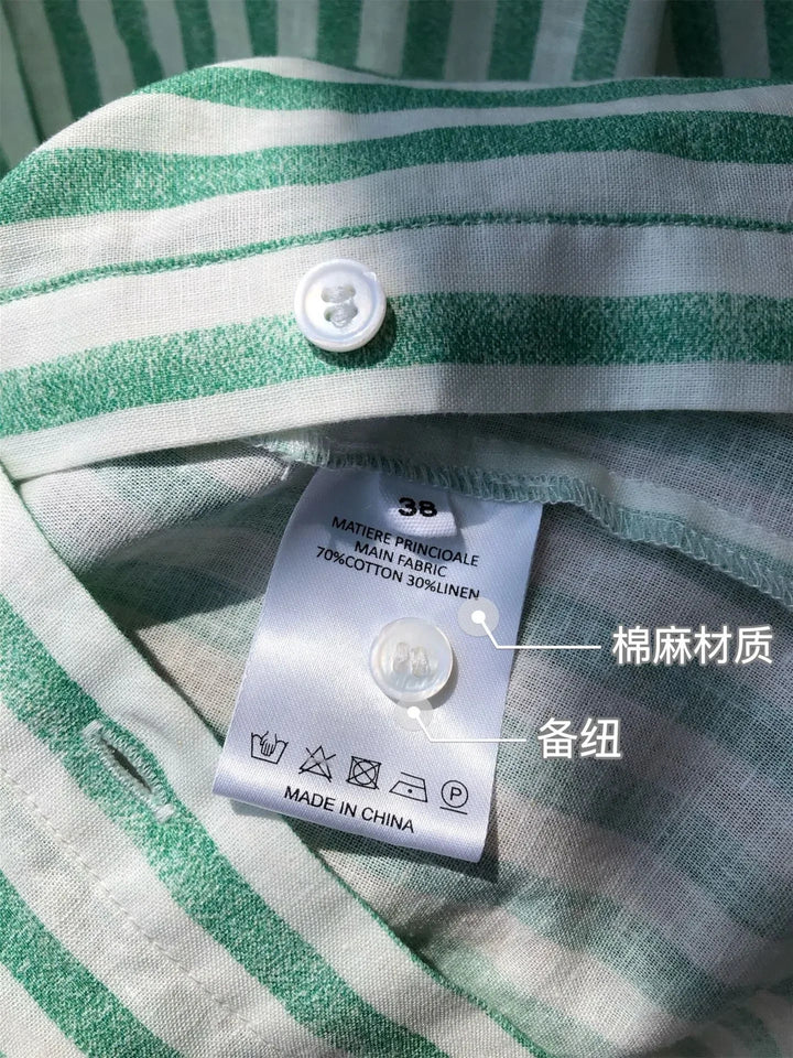 Morgan & Brooke | Striped Button-Up Linen Shirt