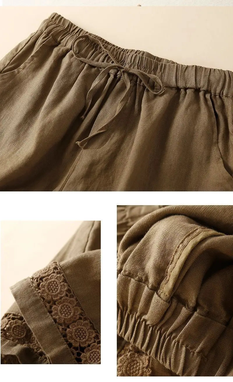 Morgan & Brooke | Embroidered Linen Shorts