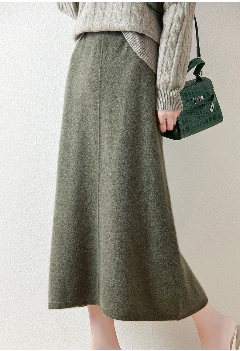 Morgan & Brooke | Charcoal High-Waist Pencil Wool Skirt