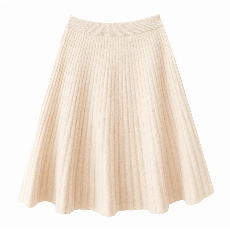Morgan & Brooke | Charcoal A-Line Knit Merino Wool Skirt