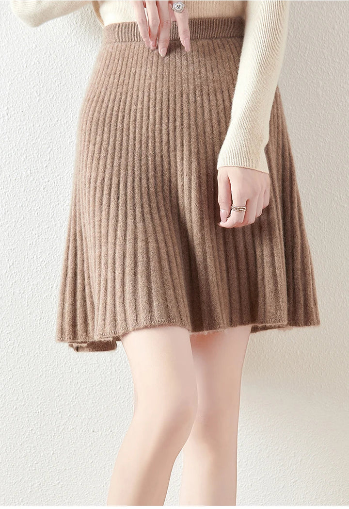 Morgan & Brooke | Charcoal A-Line Knit Merino Wool Skirt
