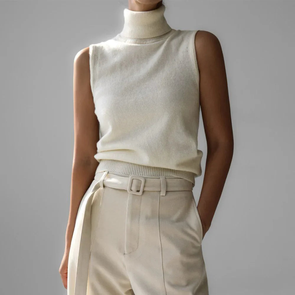 Morgan & Brooke | High-Neck Ribbed Knit Vest