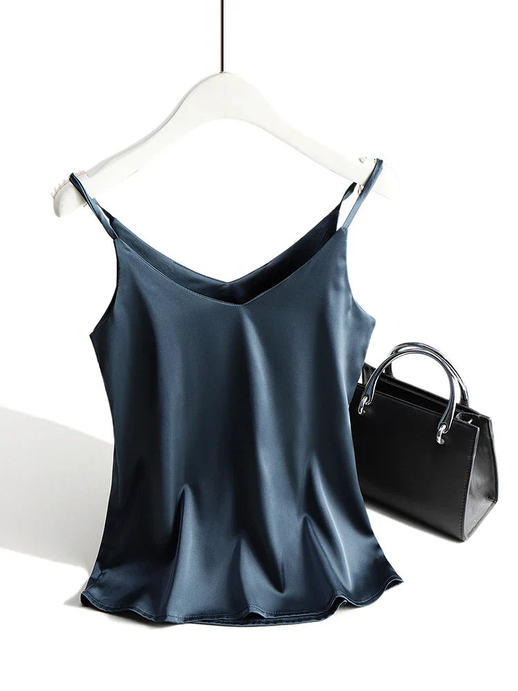 Morgan & Brooke | Ivory Lace-Trim V-Neck Silk Camisole