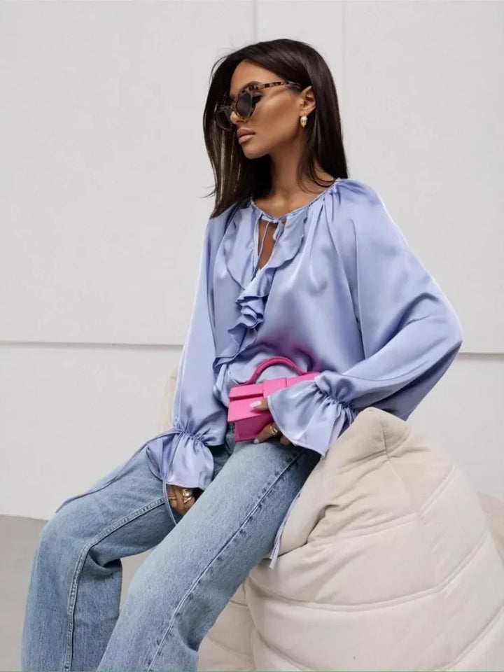 Morgan & Brooke | Ruffled Satin Blouse