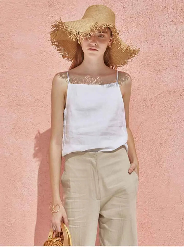 Morgan & Brooke | Satin-Strap Linen Cami