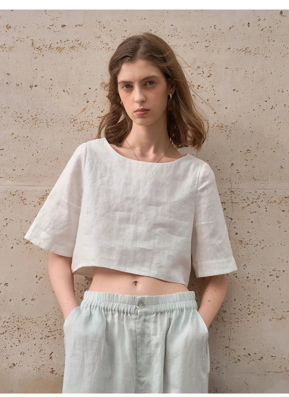 Morgan & Brooke | Boxy Cropped Linen Top
