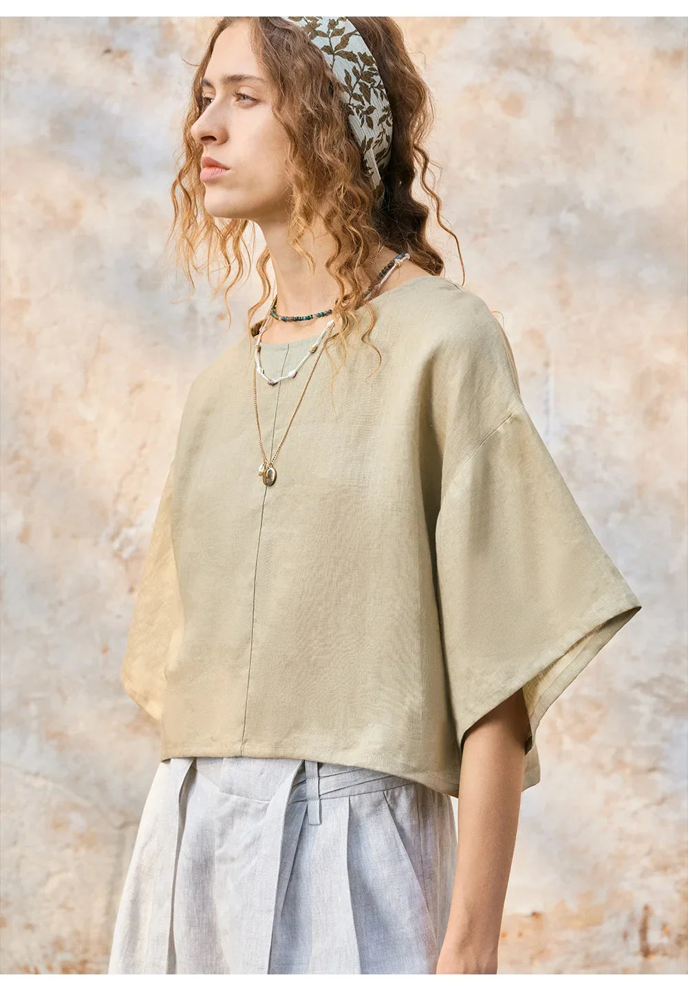 Morgan & Brooke | Flared Sleeve Linen Pullover
