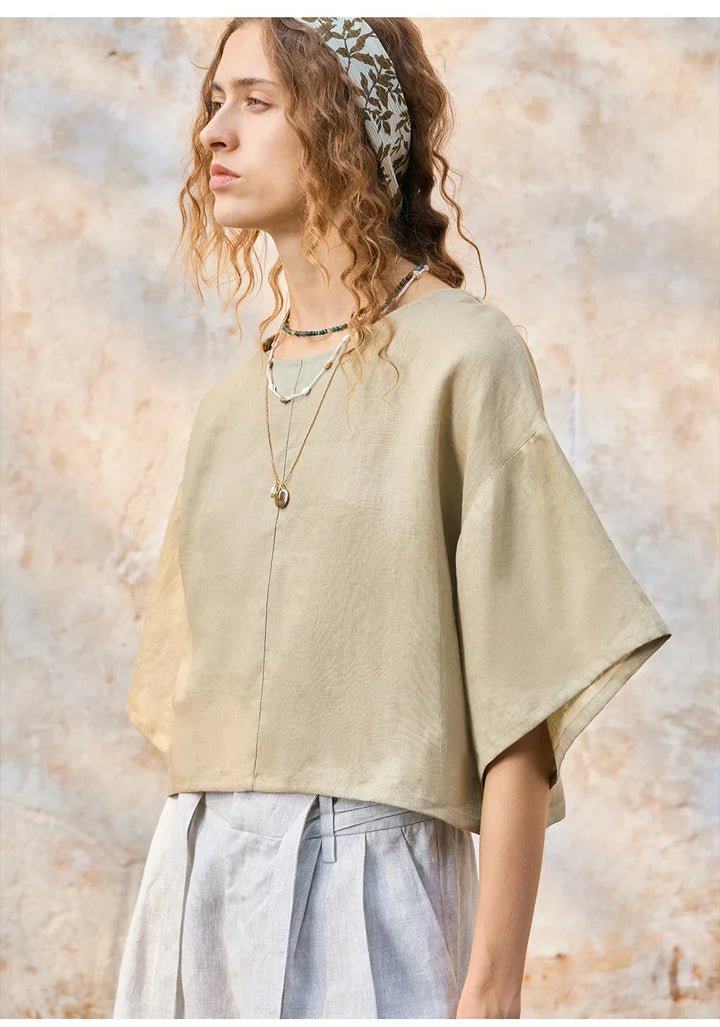 Morgan & Brooke | Flared Sleeve Linen Pullover