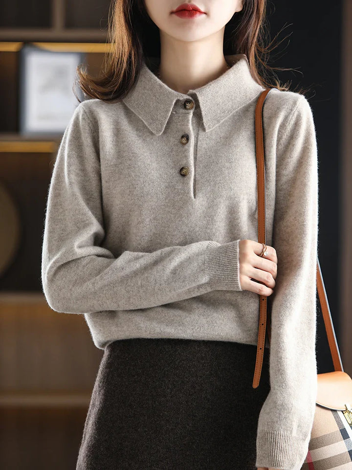 Morgan & Brooke | Charcoal Polo Collar Wool Sweater