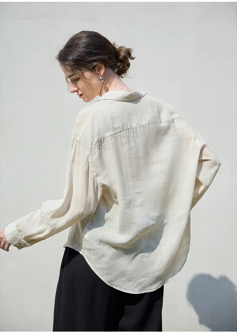Morgan & Brooke | Natural Relaxed-Fit Button-Up Ramie Shirt