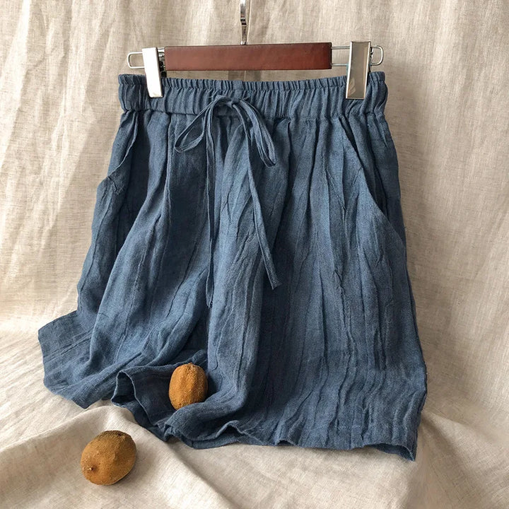 Morgan & Brooke | Natural High-Waist Relaxed Fit Linen Shorts