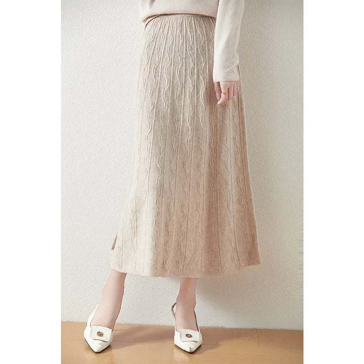 Morgan & Brooke | High-Waist Ribbed Merino Knit Skirt