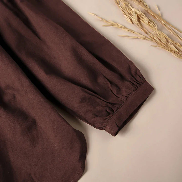 Morgan & Brooke | Gathered Lantern-Sleeve Relaxed-Fit Cotton Blouse