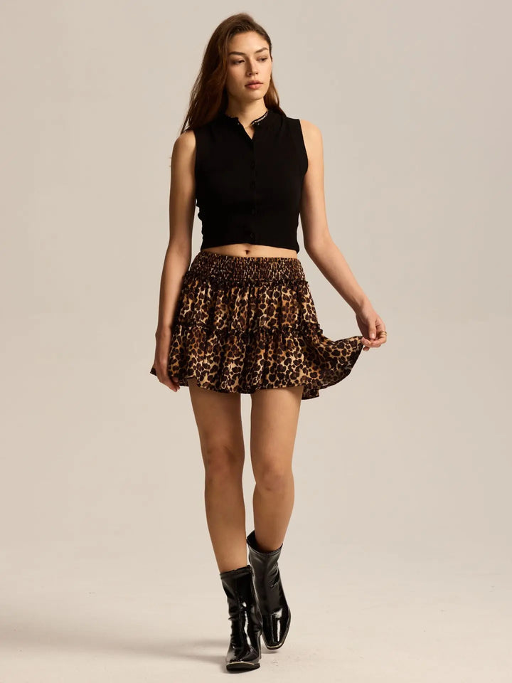 Morgan & Brooke | Leopard Print Tiered Ruffle Skirt