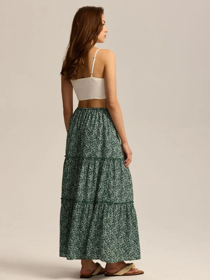 Morgan & Brooke | Printed Tiered Lightweight Maxi Skirt