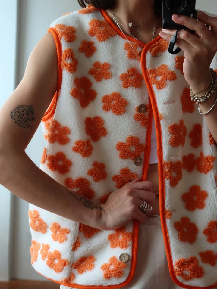Morgan & Brooke | Floral Print Fleece Vest