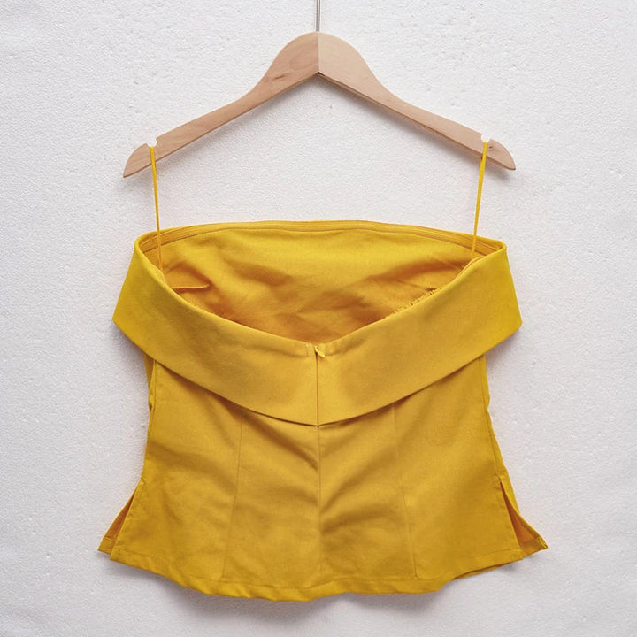 Morgan & Brooke | Strapless Cropped Linen Top