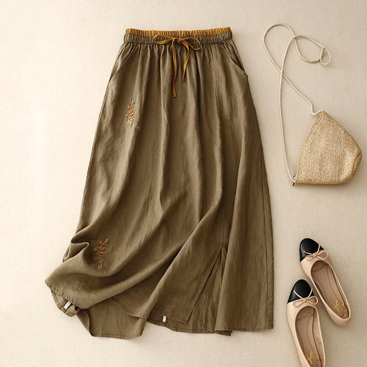 Morgan & Brooke | High-Waist A-Line Linen Skirt