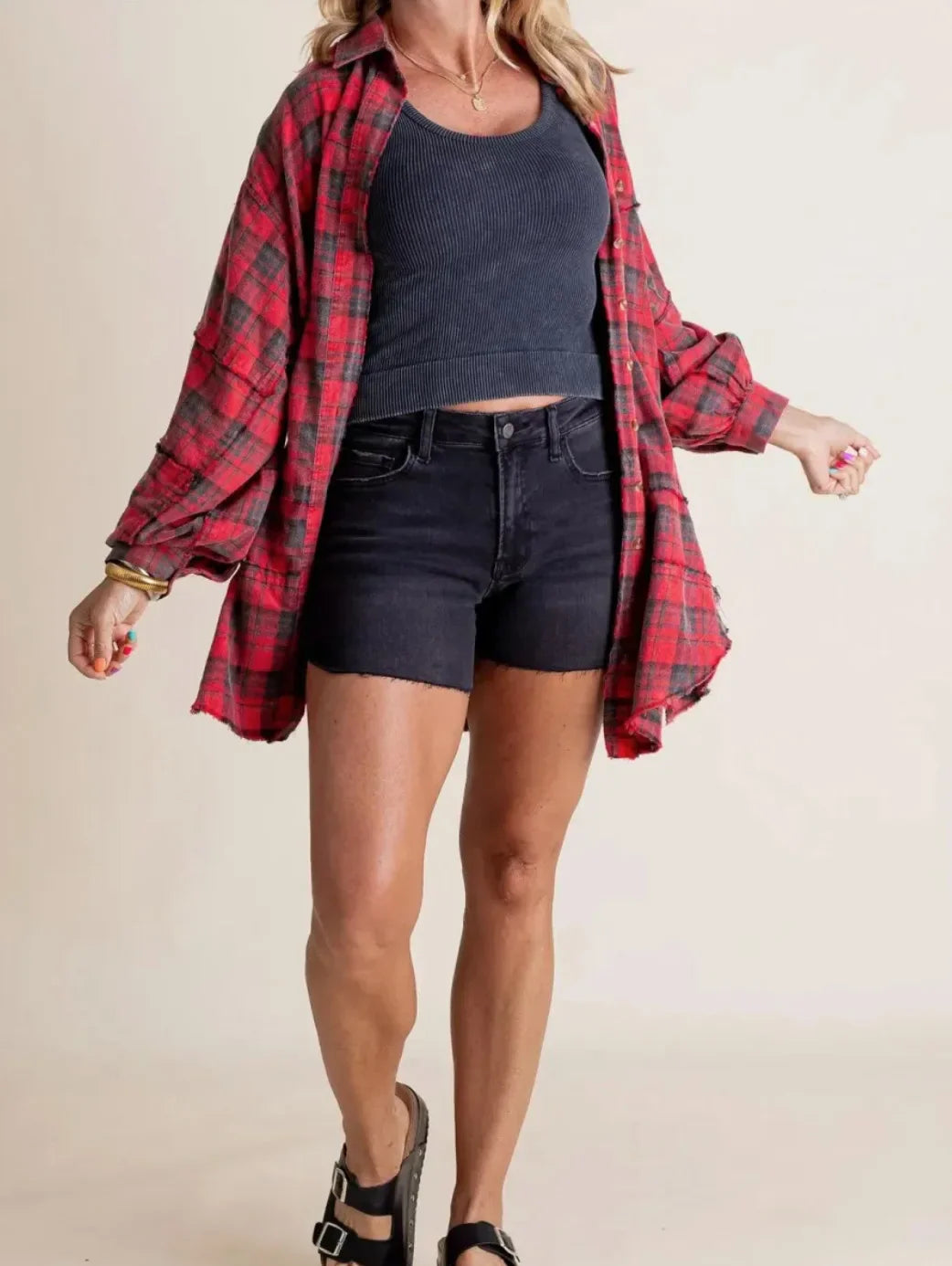 Morgan & Brooke | Green Plaid Button-Up Flannel Shirt
