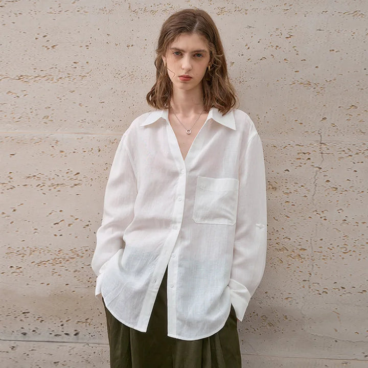 Morgan & Brooke | Natural Relaxed Fit Button-Up Linen Shirt