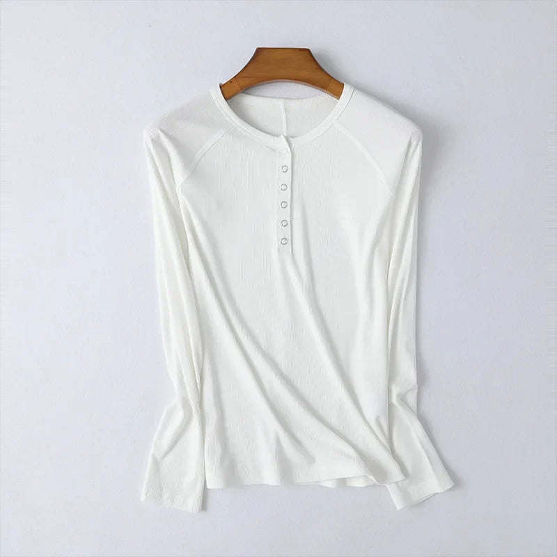 Morgan & Brooke | Pop-Button Front Relaxed-Fit Cotton Top