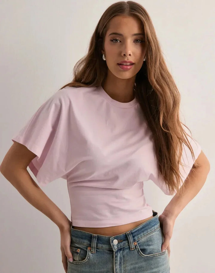 Morgan & Brooke | Ivory Draped Relaxed Fit Cotton Tee