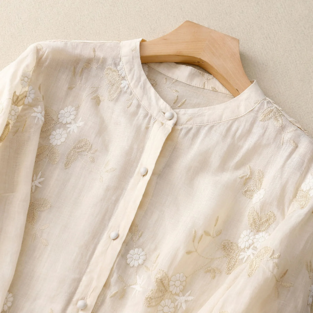 Morgan & Brooke | Relaxed Fit Button-Up Cotton Blouse