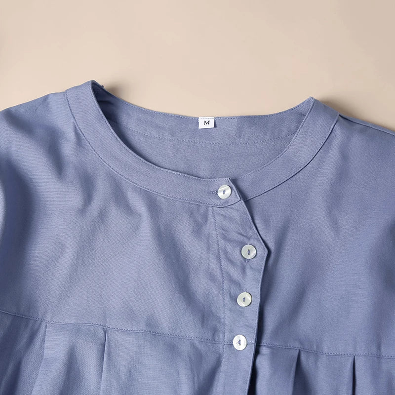 Morgan & Brooke | Gathered Lantern-Sleeve Relaxed-Fit Cotton Blouse
