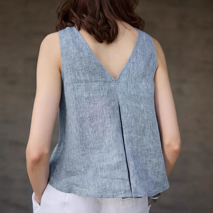 Morgan & Brooke | Light Blue Reversible Chambray-Linen Vest