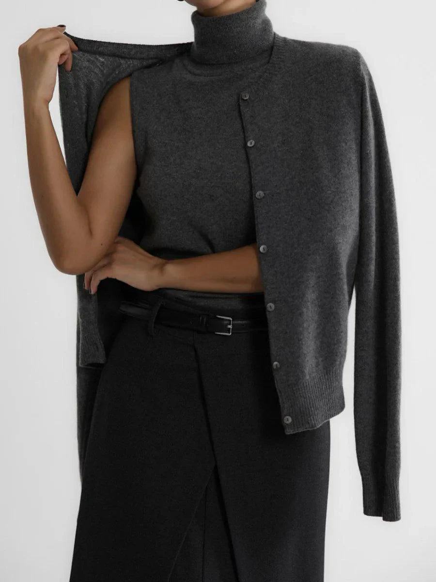 Morgan & Brooke | High-Neck Ribbed Knit Vest