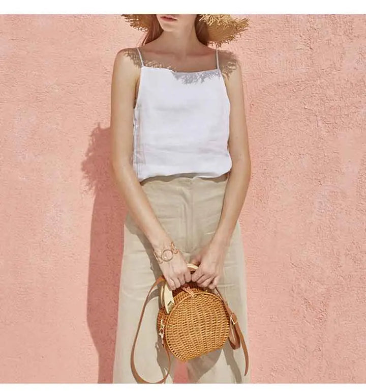 Morgan & Brooke | Satin-Strap Linen Cami