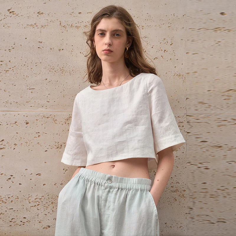 Morgan & Brooke | Boxy Cropped Linen Top