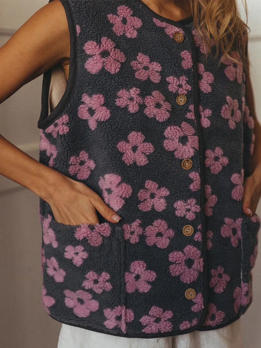 Morgan & Brooke | Floral Print Fleece Vest