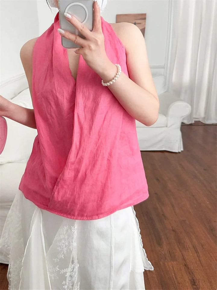 Morgan & Brooke | Draped Sleeveless Linen Vest