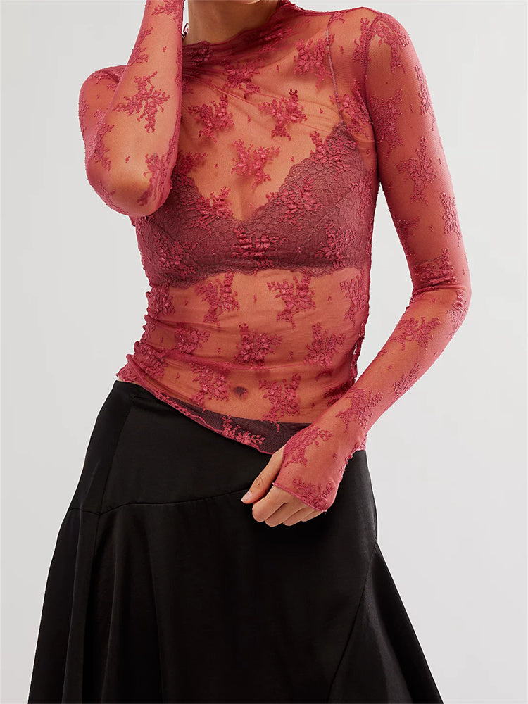 Morgan & Brooke | Black Sheer Lace Top
