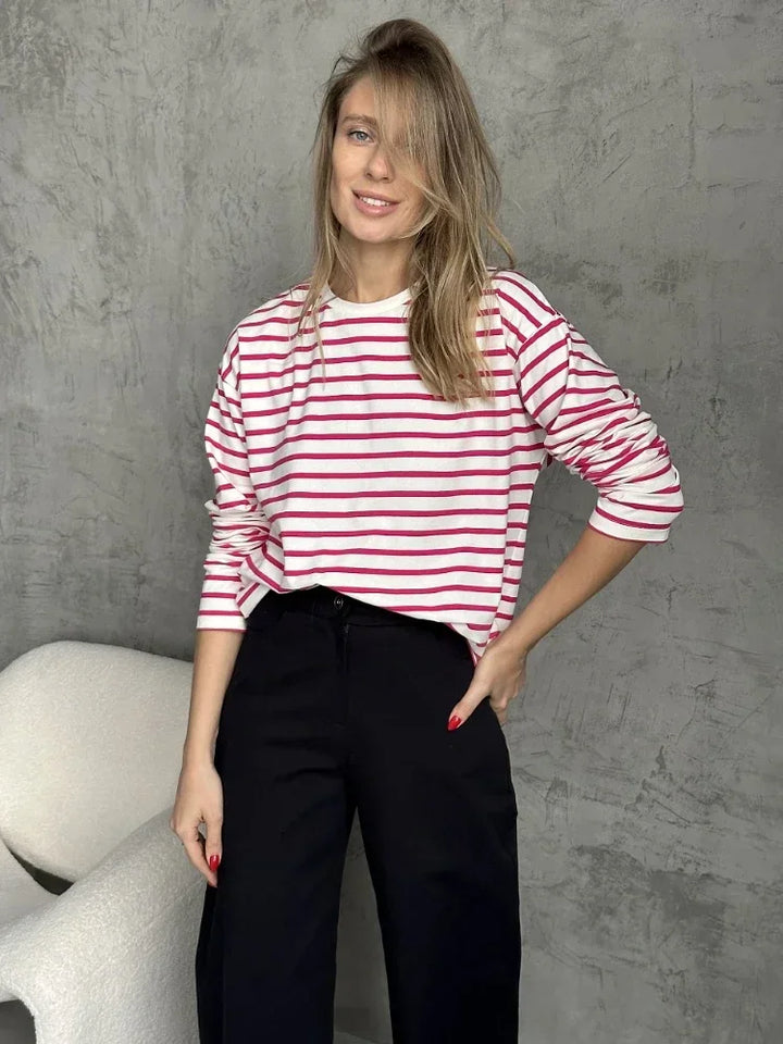 Morgan & Brooke | Navy & White Striped Cotton Shirt