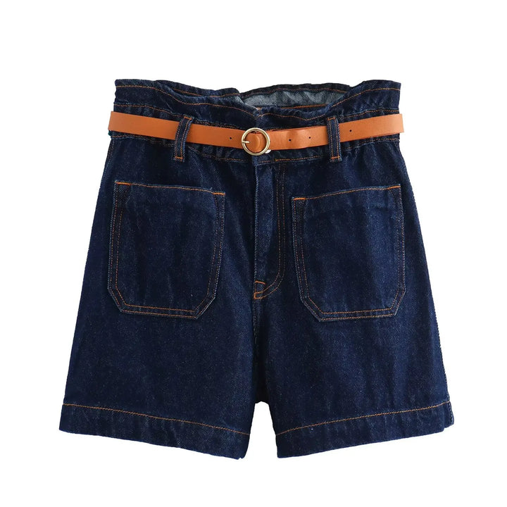 Morgan & Brooke | Light Wash High-Waist Frayed-Hem Denim Shorts
