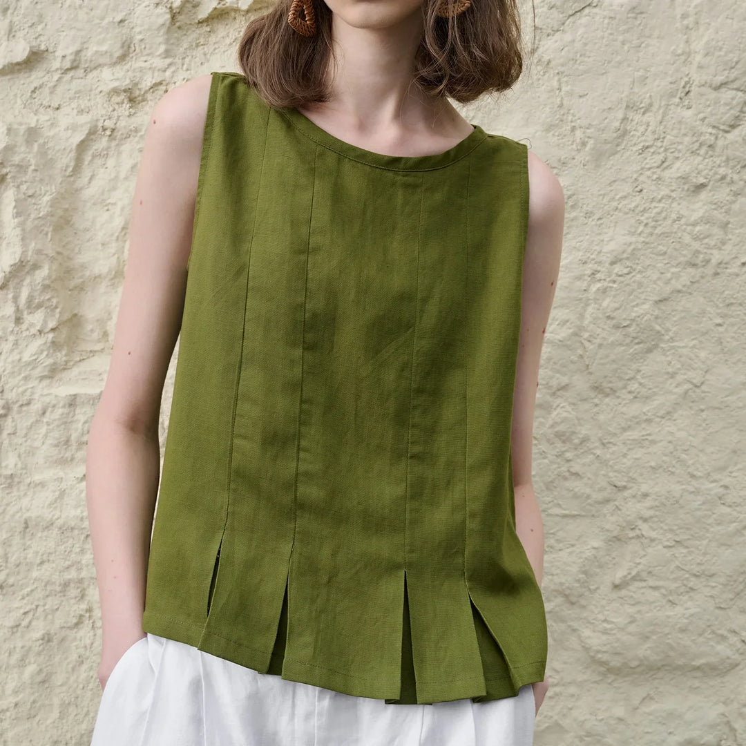 Morgan & Brooke | Pleated Hem Linen Top