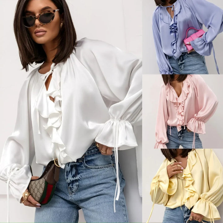 Morgan & Brooke | Ruffled Satin Blouse