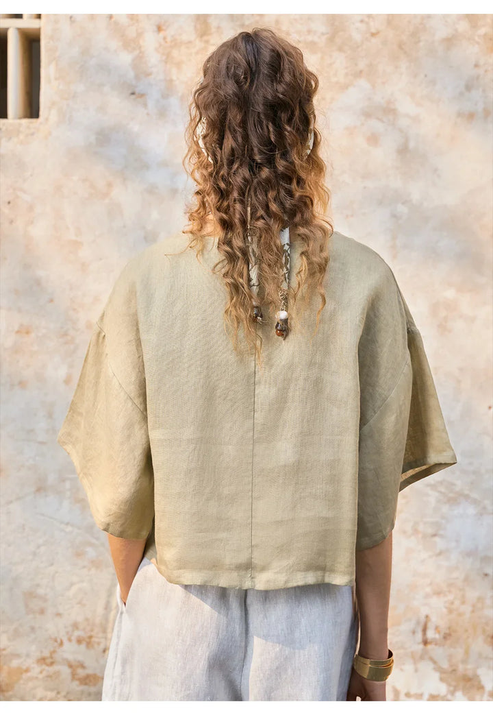 Morgan & Brooke | Flared Sleeve Linen Pullover